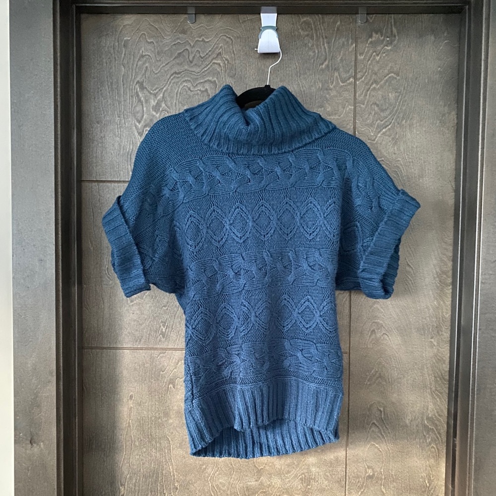 Forever 21 Blue Short Sleeve Turtleneck Sweater